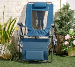 GCI Outdoor Legz Up Folding Lounge Chair with Leg Rest & Backpack Straps